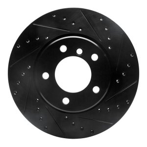 BMW 525i Brake Rotor (1) - Front Right - R1 Concepts - Drilled & Slotted - Black - `04-`10